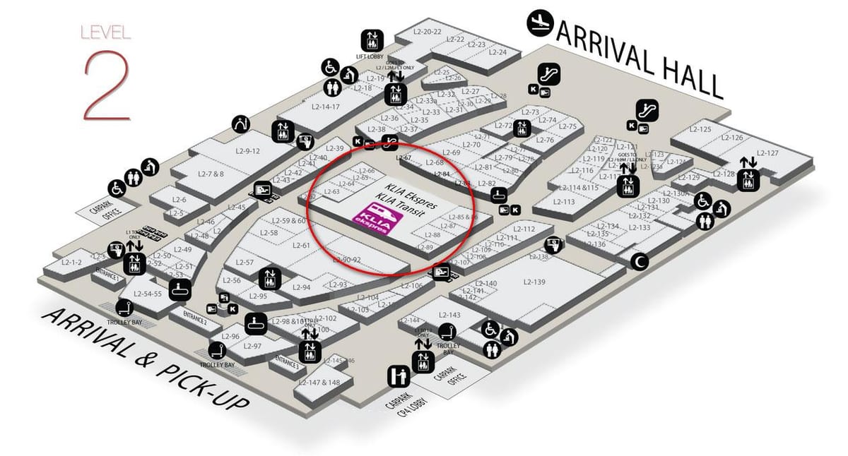 klia2 ಆಗಮನದ ನಕ್ಷೆ